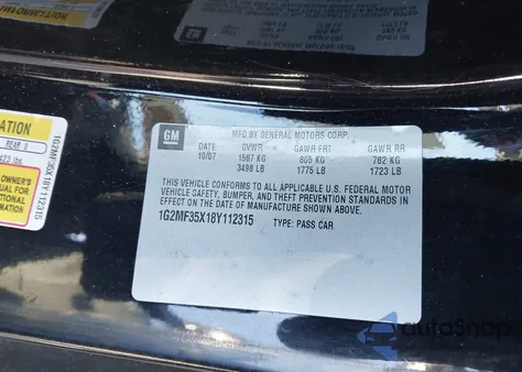 2008 Pontiac Solstice Gxp z USA, uszkodzony, nr VIN 1G2MF35X18Y112315